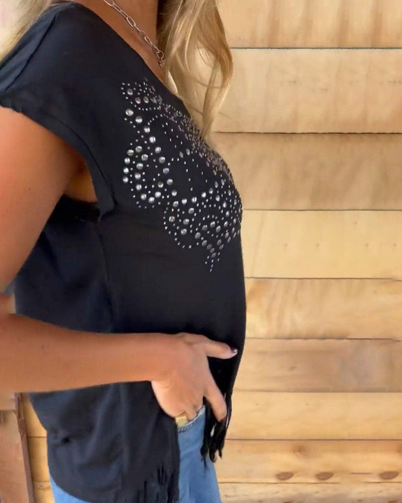 MASOVA – CAMISETA CON FRANJAS Y ESTAMPADOS METÁLICOS