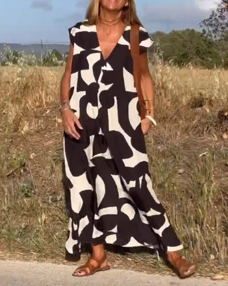 SITA - VESTIDO IMPRESO CON CUELLO EN V