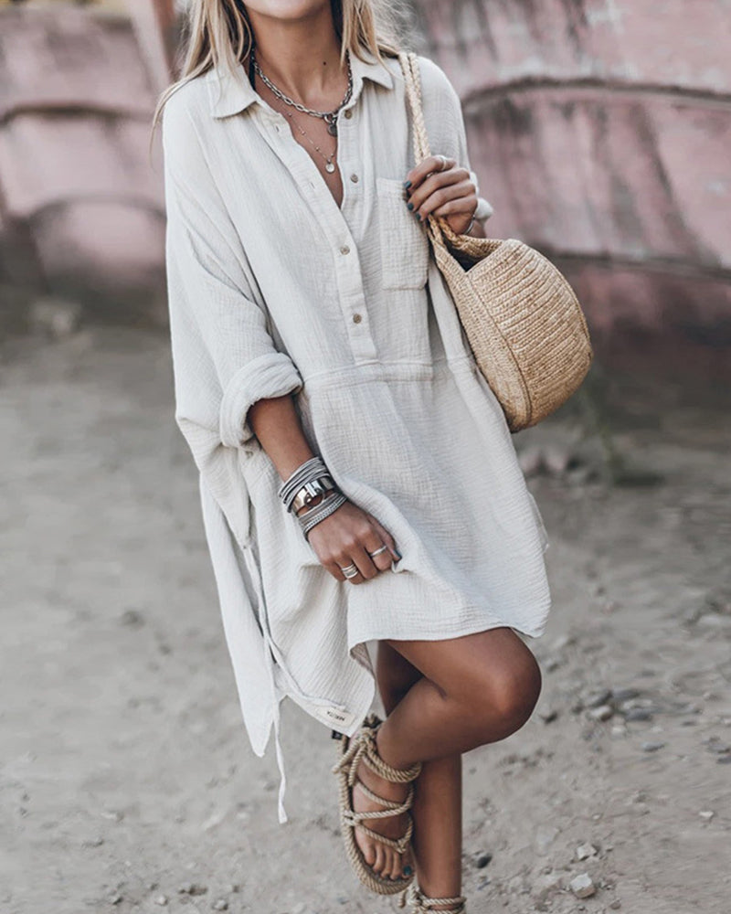 DALIA - VESTIDO CAMISÓN CHIC EN MEZCLA DE ALGODÓN