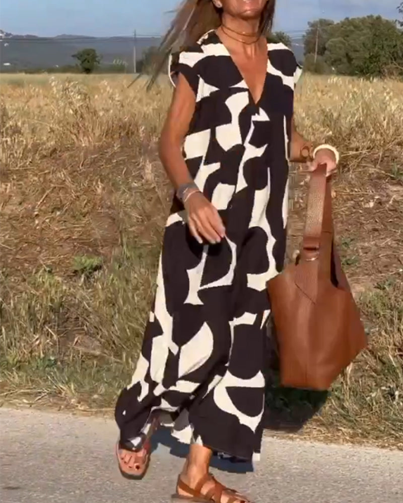 SITA - VESTIDO IMPRESO CON CUELLO EN V