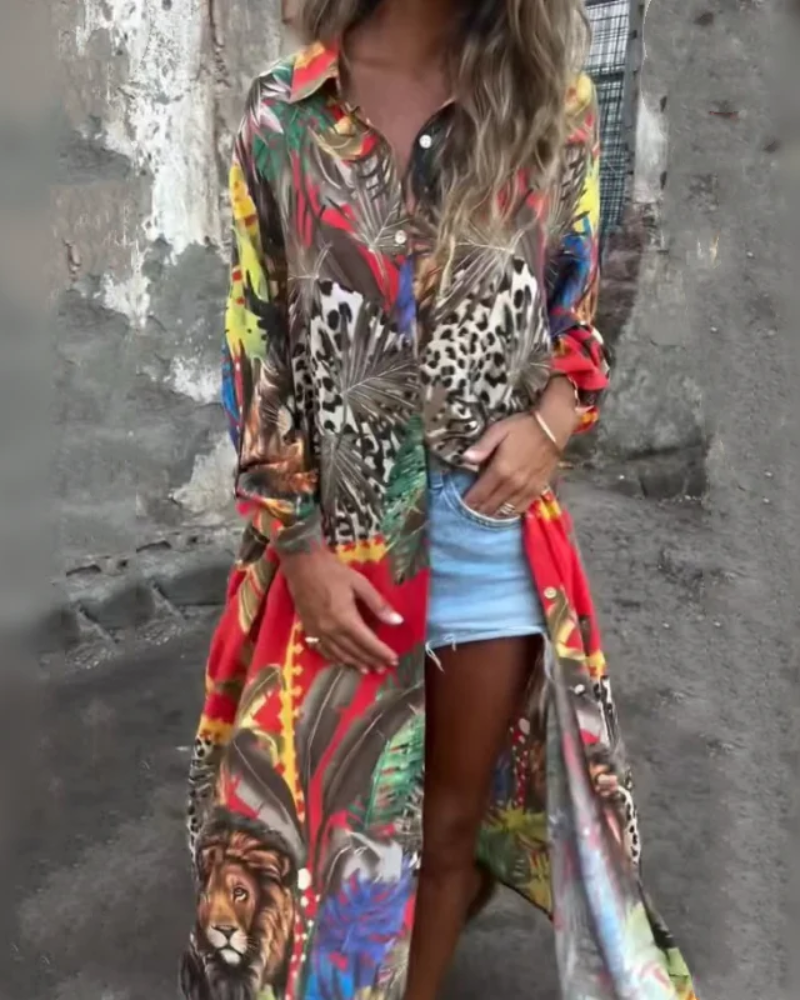 MAROVA – VESTIDO IMPRESO DE MANGAS LARGAS