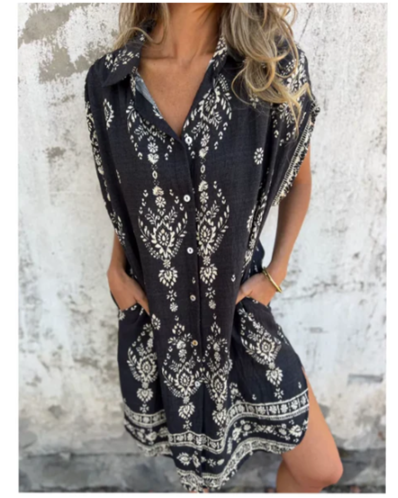 ORONE - VESTIDO IMPRESO DE CORTE SUELTO