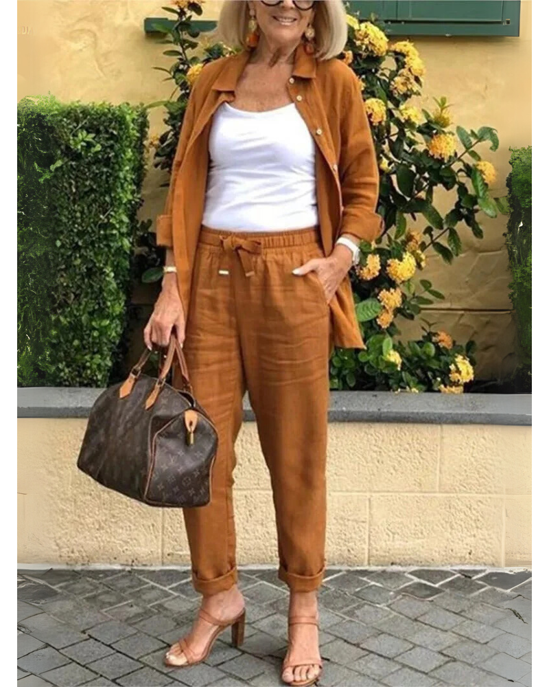 AIRENA - Conjunto de Camisa y Pantalón