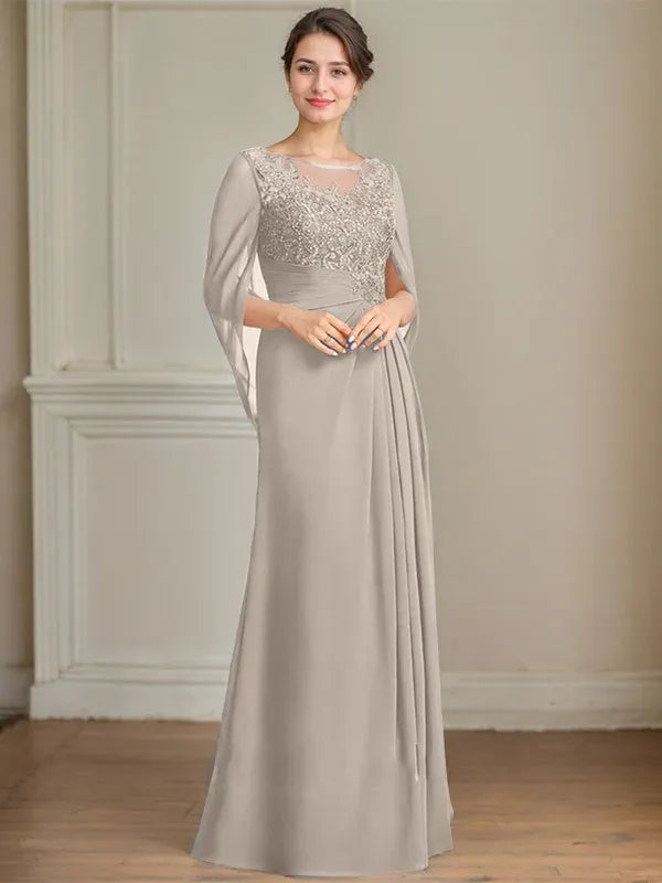 Eloria – Vestido de Madre de la Novia con Escote Redondo, Lentejuelas y Pliegues