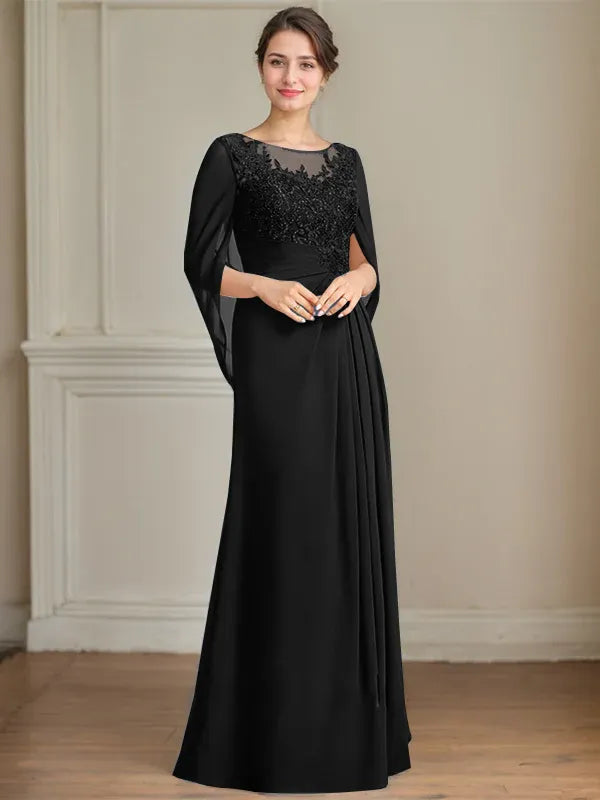 Eloria – Vestido de Madre de la Novia con Escote Redondo, Lentejuelas y Pliegues