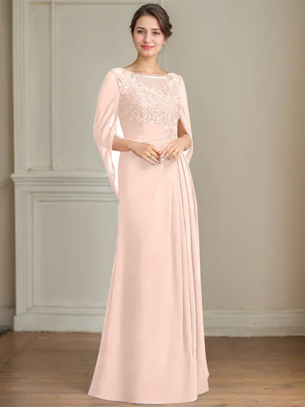 Eloria – Vestido de Madre de la Novia con Escote Redondo, Lentejuelas y Pliegues