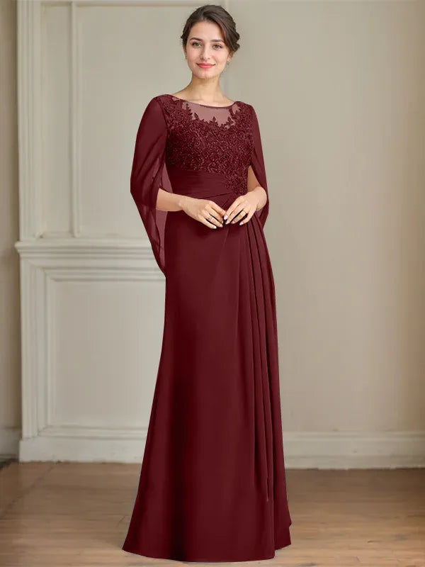 Eloria – Vestido de Madre de la Novia con Escote Redondo, Lentejuelas y Pliegues