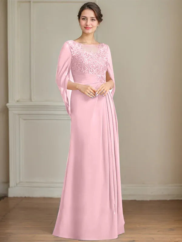 Eloria – Vestido de Madre de la Novia con Escote Redondo, Lentejuelas y Pliegues