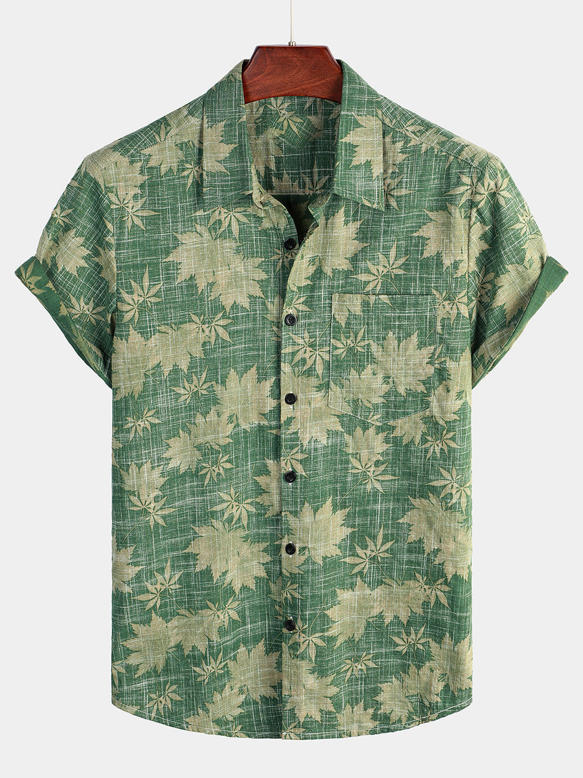 Camisa de Hawaii de Algodón con Mangas Cortas
