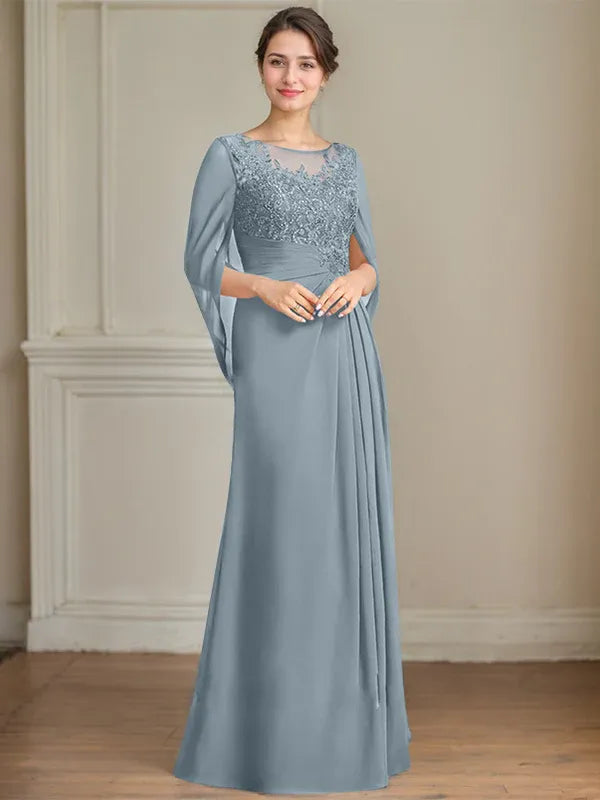 Eloria – Vestido de Madre de la Novia con Escote Redondo, Lentejuelas y Pliegues