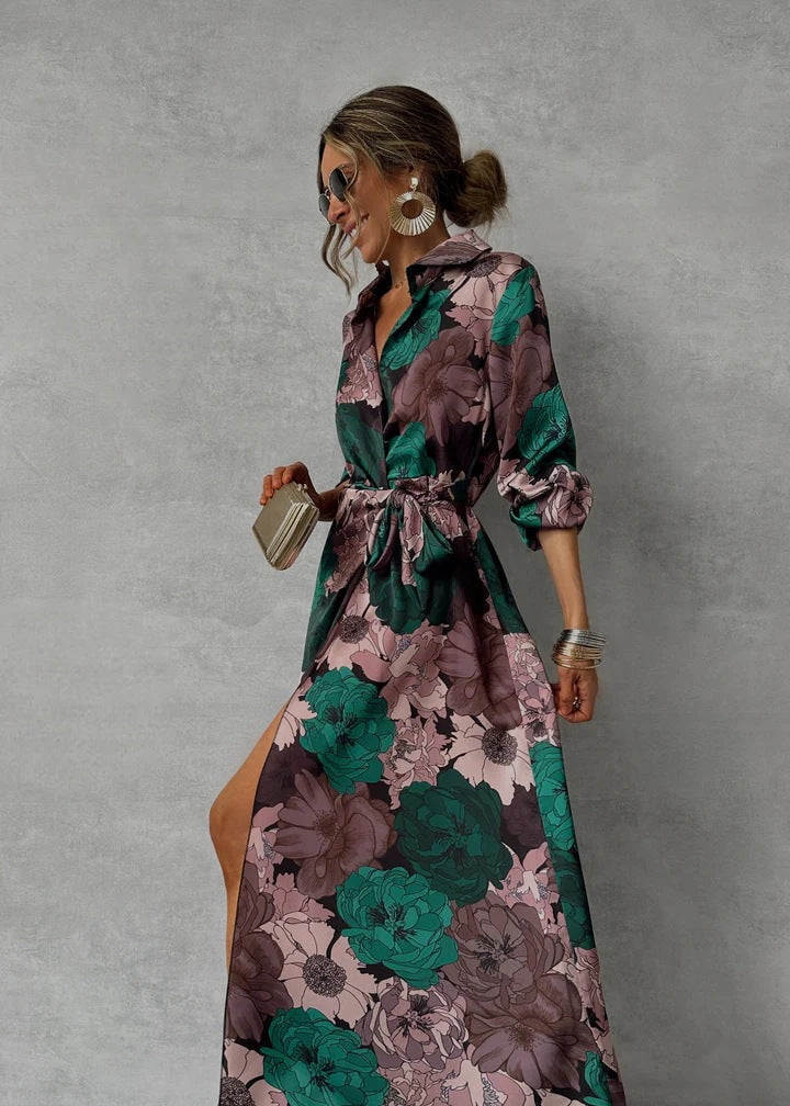 Orquídea | Elegante Vestido Floral con Escote en V