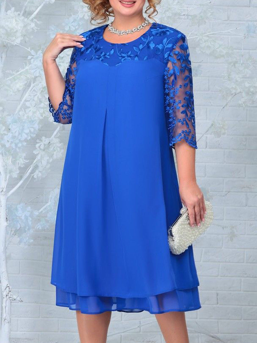 Helena – Vestido de Chifón Bordado de Talla Grande
