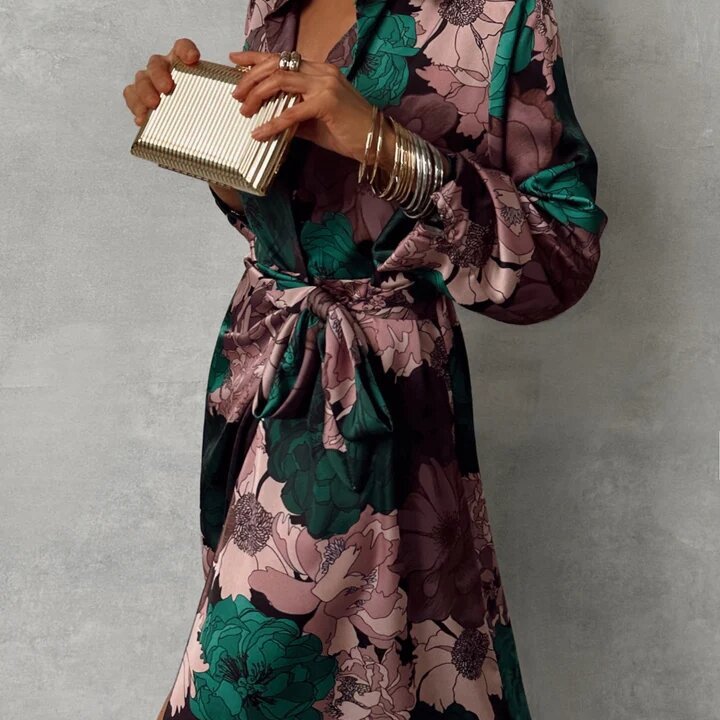 Orquídea | Elegante Vestido Floral con Escote en V