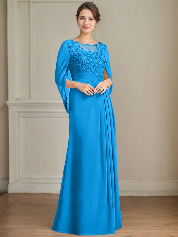 Eloria – Vestido de Madre de la Novia con Escote Redondo, Lentejuelas y Pliegues