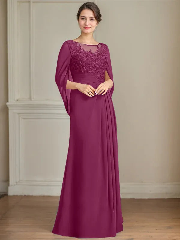 Eloria – Vestido de Madre de la Novia con Escote Redondo, Lentejuelas y Pliegues