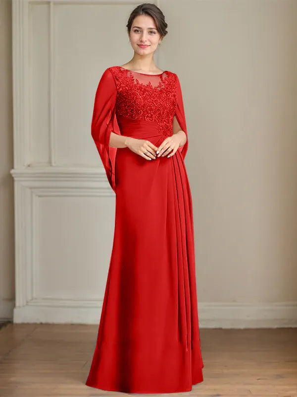 Eloria – Vestido de Madre de la Novia con Escote Redondo, Lentejuelas y Pliegues