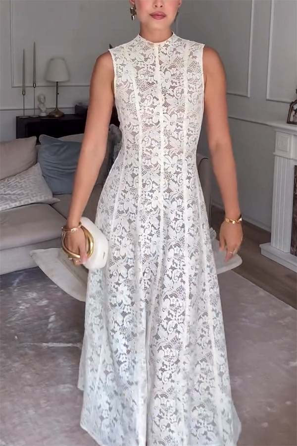 Lovestruck Babe – Vestido Maxi de Encaje Floral