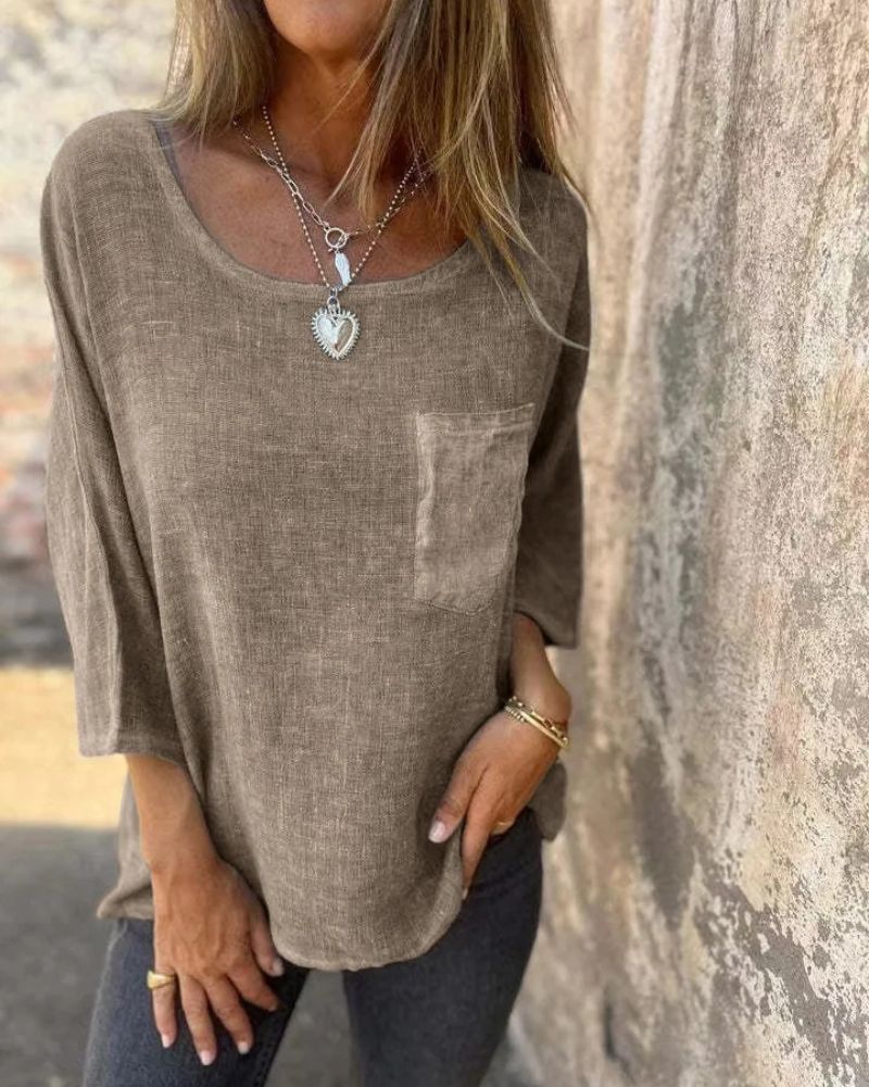 CEMAGI - CAMISETA DESENFADADA DE ALGODÓN Y LINO