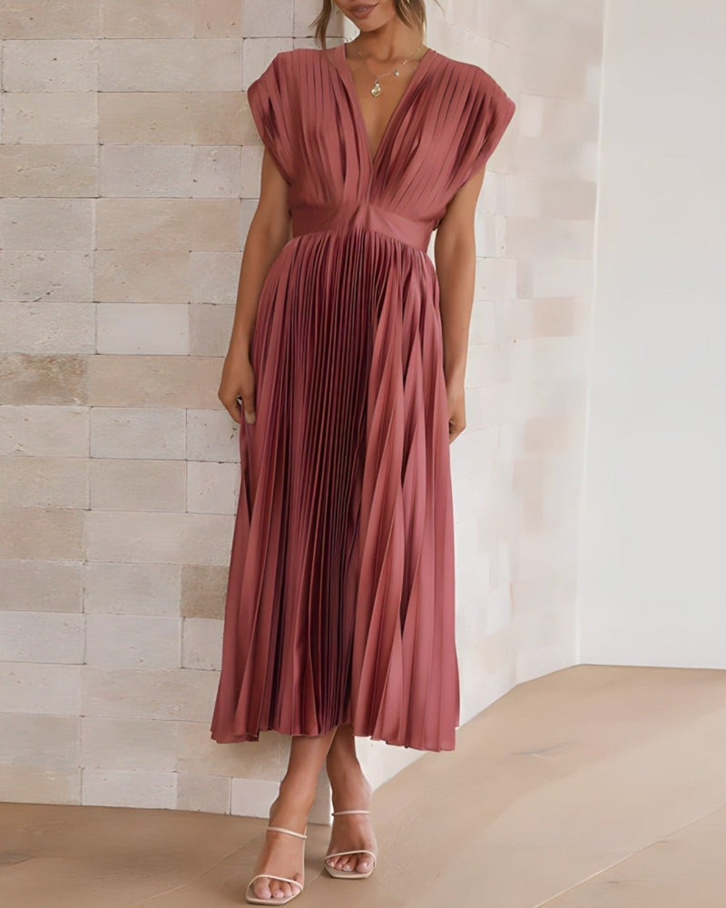 ELENA - VESTIDO MIDI PLISADO SIN MANGAS