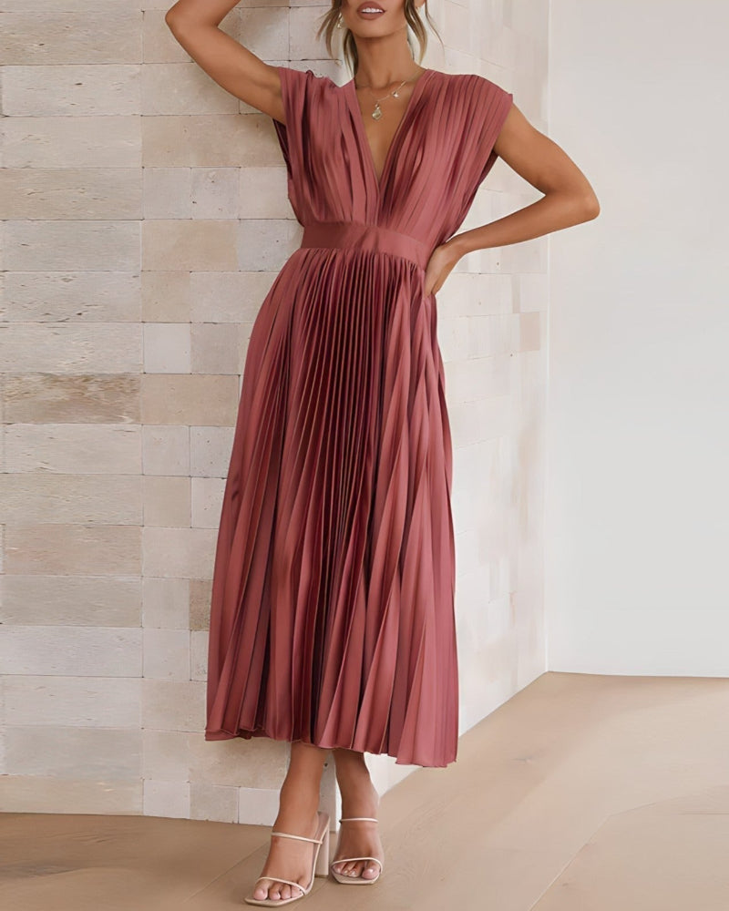 ELENA - VESTIDO MIDI PLISADO SIN MANGAS