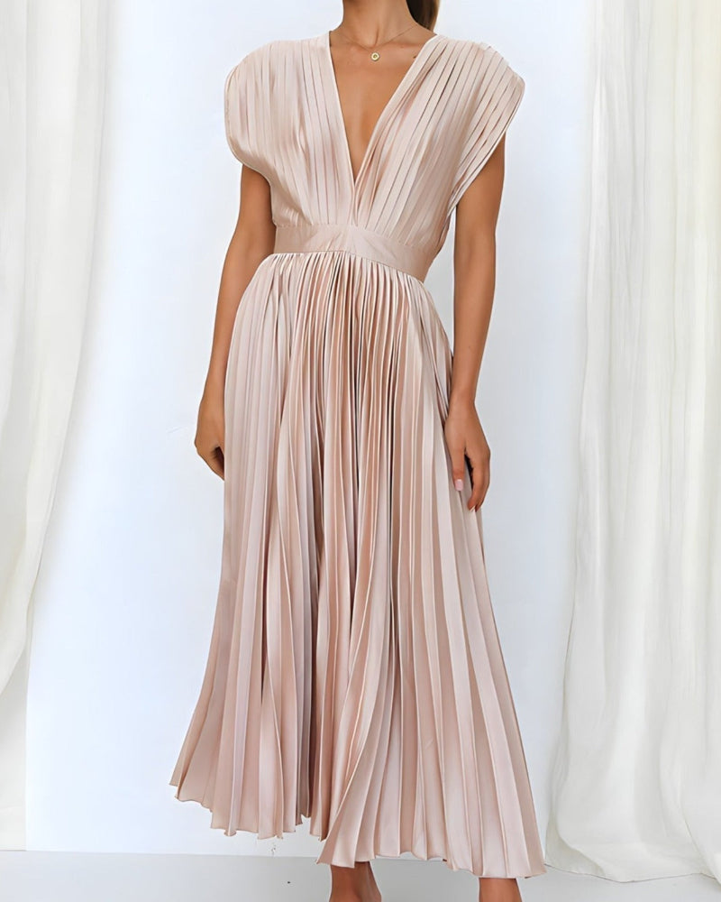 ELENA - VESTIDO MIDI PLISADO SIN MANGAS
