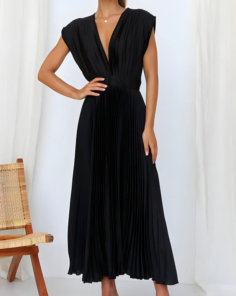 ELENA - VESTIDO MIDI PLISADO SIN MANGAS