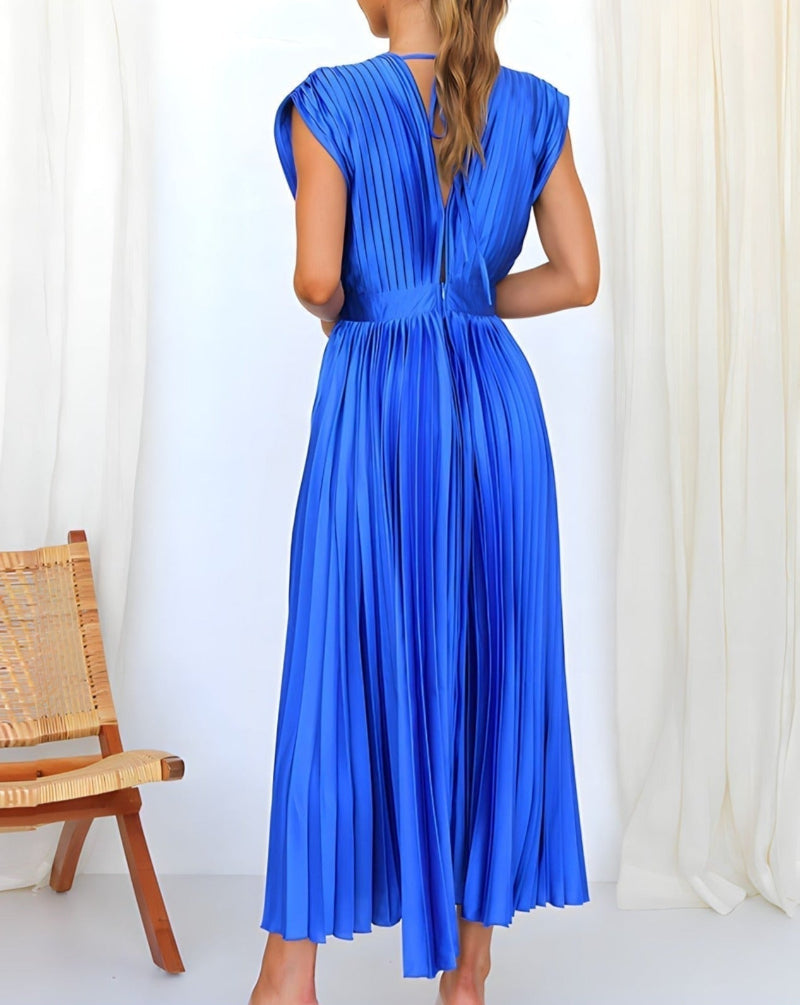 ELENA - VESTIDO MIDI PLISADO SIN MANGAS